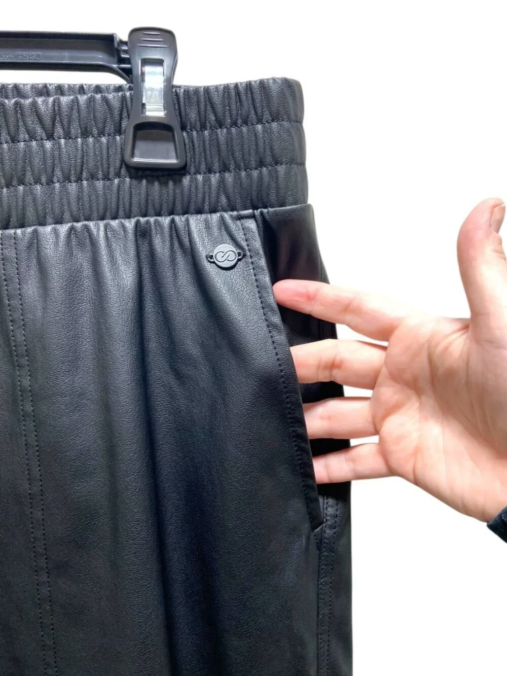Calia Faux Leather Joggers Black Size 1X Minimalist Athleisure Casual Gym Cute